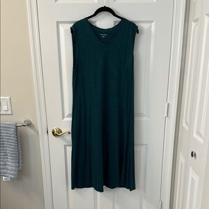 Green Sleeveless Vee Neck Sundress Cotton Blend Size Medium by Eileen Fisher